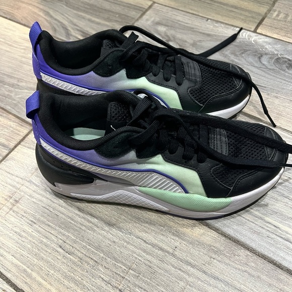 Puma Shoes - Puma X-Ray Fade EUC Shoes Size 7.5 Purple Mint Green and Black Soft Foam